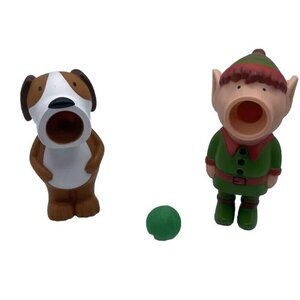 Hog Wild Christmas Elf And Dog Doggy Popper With 1 Ball Toy Soft Air Power Play